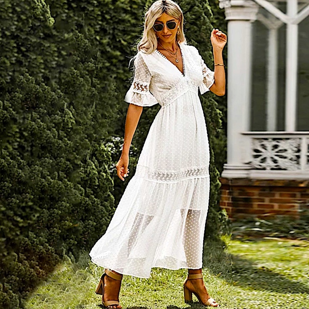 White Lace Maxi Dress - Picture 7 of 14